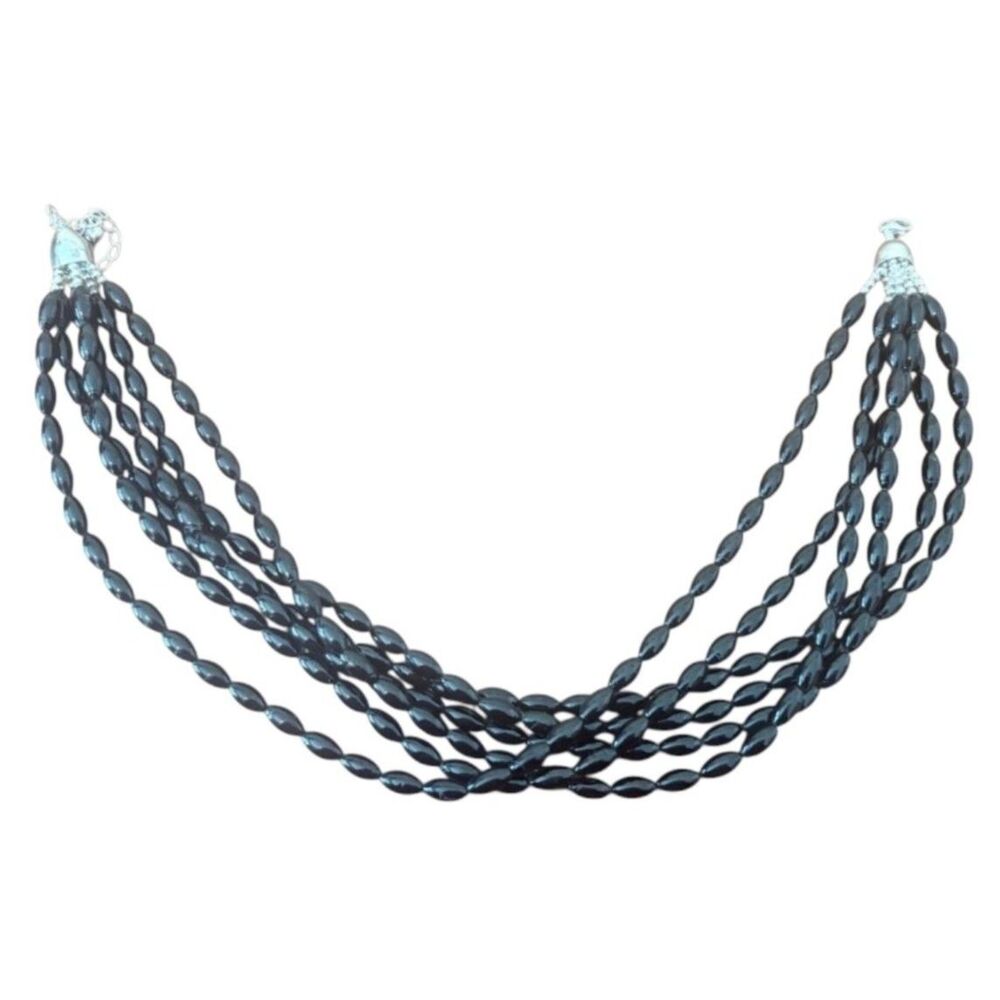 Jay King DTR Mine Finds Black Coral 6-Strand 925 Sterling Silver Necklace 17.5"